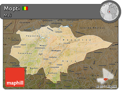 Satellite Map of Mopti, darken