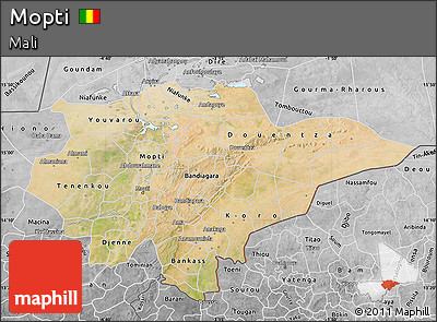 Satellite Map of Mopti, desaturated