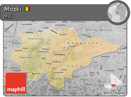 Satellite Map of Mopti, desaturated