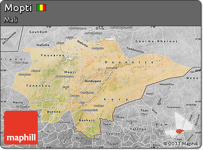Satellite Map of Mopti, desaturated