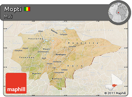 Satellite Map of Mopti, lighten