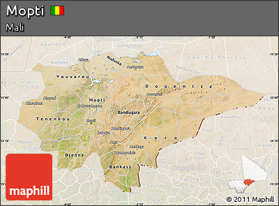 Satellite Map of Mopti, lighten