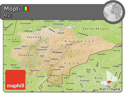 Satellite Map of Mopti, physical outside