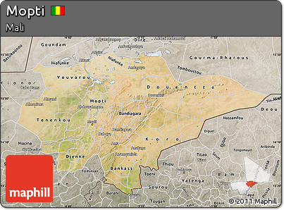 Satellite Map of Mopti, semi-desaturated