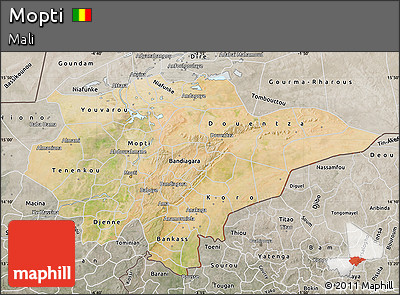 Satellite Map of Mopti, semi-desaturated