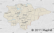 Shaded Relief Map of Mopti, lighten, desaturated