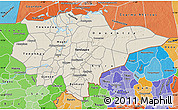 Shaded Relief Map of Mopti, political shades outside