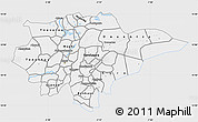 Silver Style Map of Mopti, single color outside