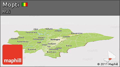 Physical Panoramic Map of Mopti, cropped outside