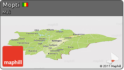 Physical Panoramic Map of Mopti, cropped outside