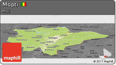 Physical Panoramic Map of Mopti, darken, desaturated