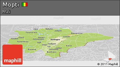Physical Panoramic Map of Mopti, lighten, desaturated