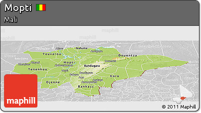 Physical Panoramic Map of Mopti, lighten, desaturated