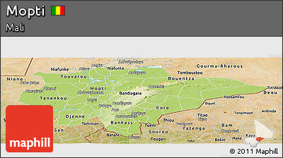Physical Panoramic Map of Mopti, satellite outside