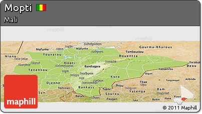 Physical Panoramic Map of Mopti, satellite outside