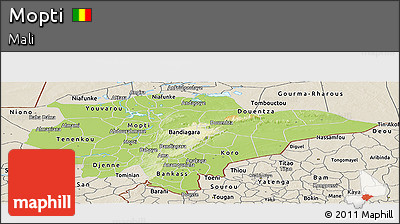 Physical Panoramic Map of Mopti, shaded relief outside