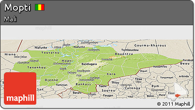 Physical Panoramic Map of Mopti, shaded relief outside