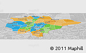 Political Panoramic Map of Mopti, lighten, desaturated