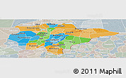 Political Panoramic Map of Mopti, lighten, semi-desaturated