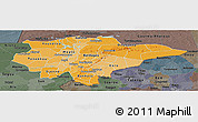 Political Shades Panoramic Map of Mopti, darken, semi-desaturated
