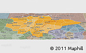 Political Shades Panoramic Map of Mopti, semi-desaturated