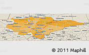 Political Shades Panoramic Map of Mopti, shaded relief outside