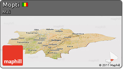 Satellite Panoramic Map of Mopti, cropped outside