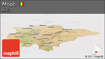 Satellite Panoramic Map of Mopti, cropped outside