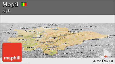 Satellite Panoramic Map of Mopti, desaturated