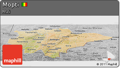 Satellite Panoramic Map of Mopti, desaturated