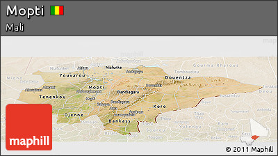 Satellite Panoramic Map of Mopti, lighten