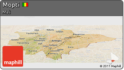Satellite Panoramic Map of Mopti, lighten