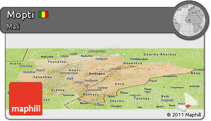 Satellite Panoramic Map of Mopti, physical outside