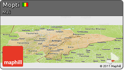 Satellite Panoramic Map of Mopti, physical outside