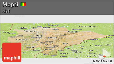 Satellite Panoramic Map of Mopti, physical outside