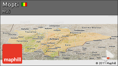 Satellite Panoramic Map of Mopti, semi-desaturated