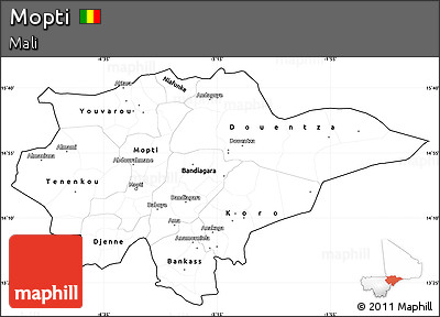 Blank Simple Map of Mopti, cropped outside