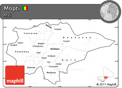 Blank Simple Map of Mopti, cropped outside