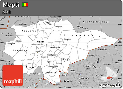 Gray Simple Map of Mopti