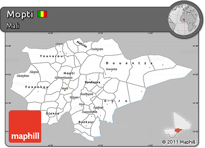 Gray Simple Map of Mopti, single color outside