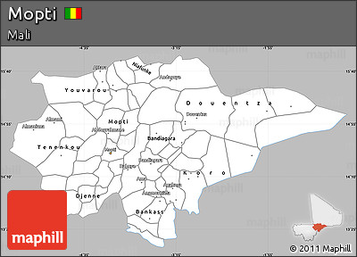 Gray Simple Map of Mopti, single color outside