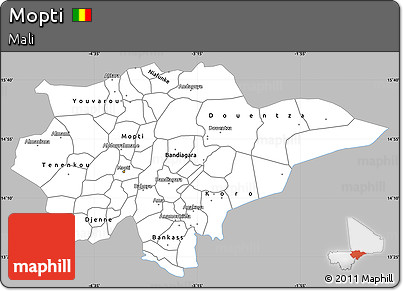 Gray Simple Map of Mopti, single color outside