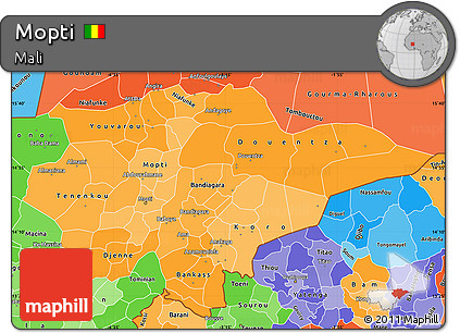 Political Shades Simple Map of Mopti