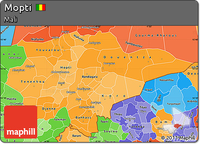 Political Shades Simple Map of Mopti