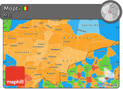 Political Shades Simple Map of Mopti, political outside