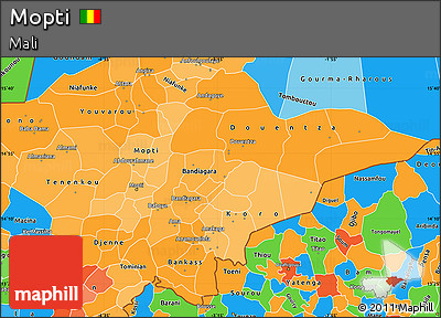 Political Shades Simple Map of Mopti, political outside