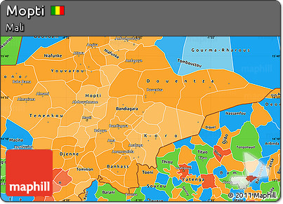 Political Shades Simple Map of Mopti, political outside