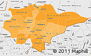 Political Shades Simple Map of Mopti, single color outside, borders and labels