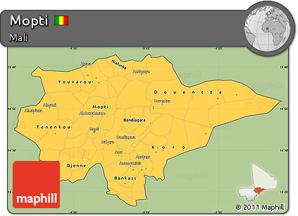Savanna Style Simple Map of Mopti, cropped outside