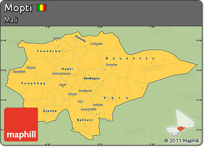 Savanna Style Simple Map of Mopti, cropped outside